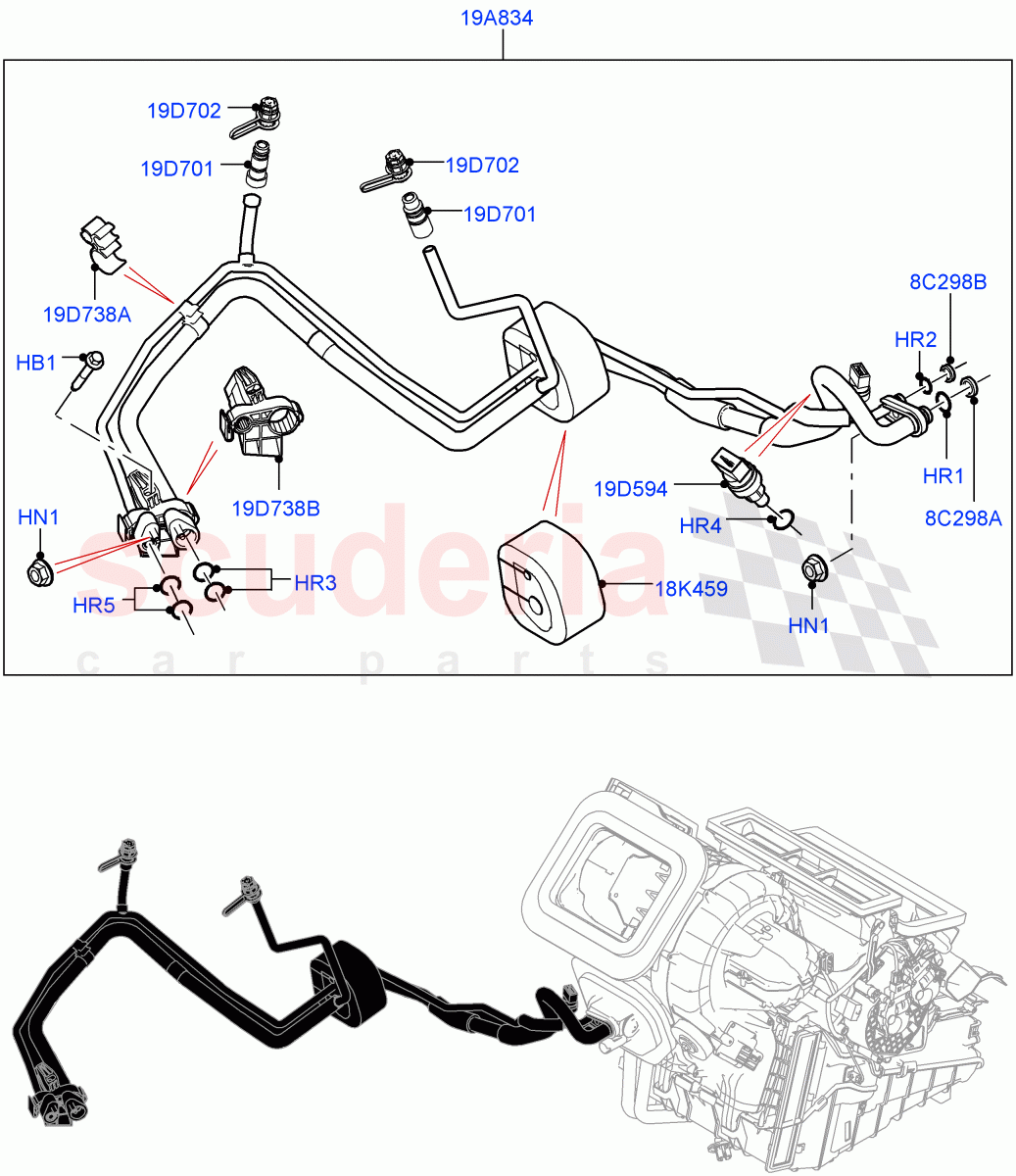 Air Conditioning System (Halewood (UK), Less Chiller Unit, Air Conditioning Refrigerant-R134A) ((V) FROMGH000001, (V) TOKH999999) of Land Rover Land Rover Discovery Sport (2015+) [2.0 Turbo Diesel AJ21D4]