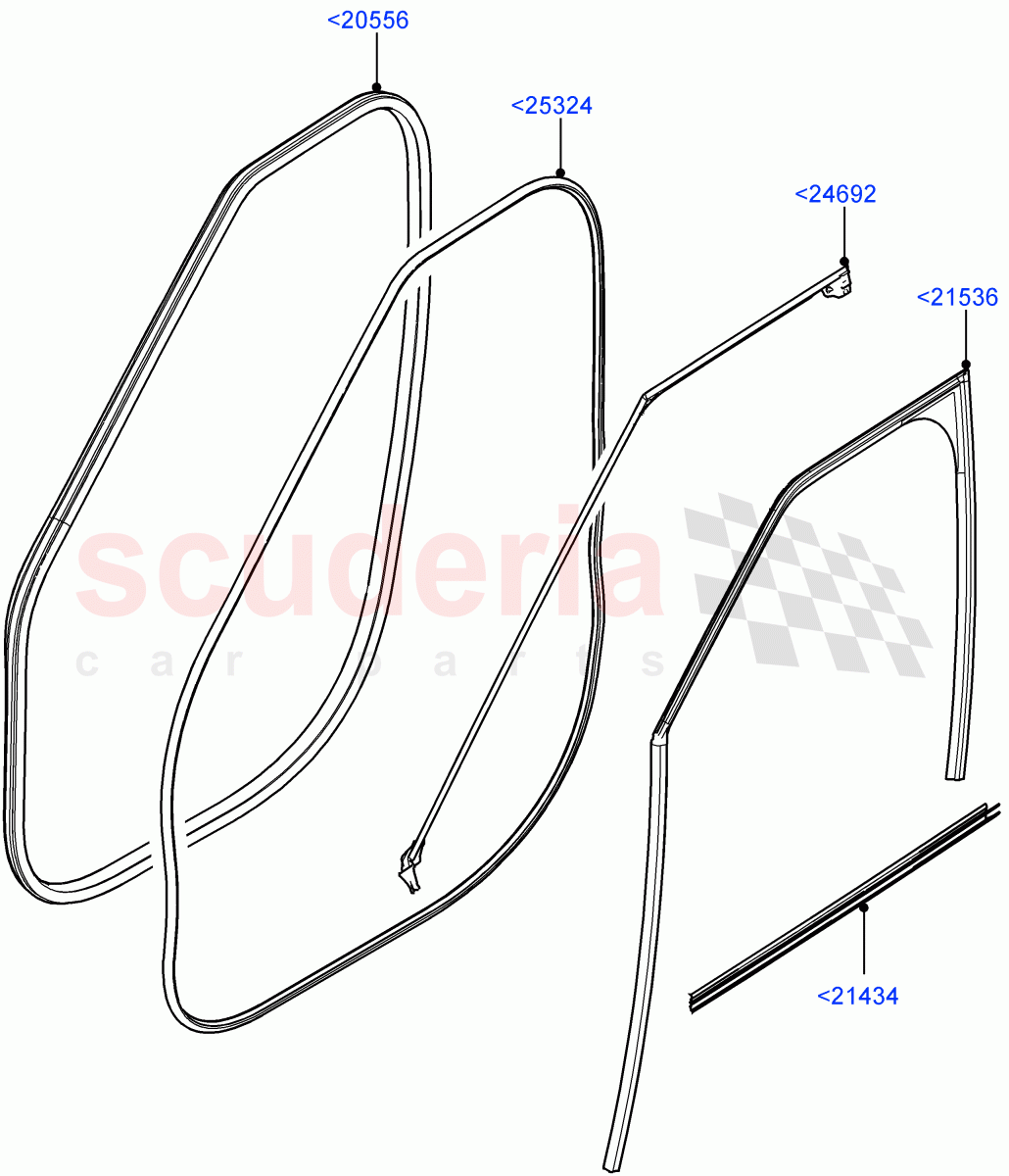 Front Doors, Hinges & Weatherstrips (Weatherstrips And Seals, Solihull Plant Build) ((V) FROMHA000001) of Land Rover Land Rover Discovery 5 (2017+) [3.0 I6 Turbo Diesel AJ20D6]