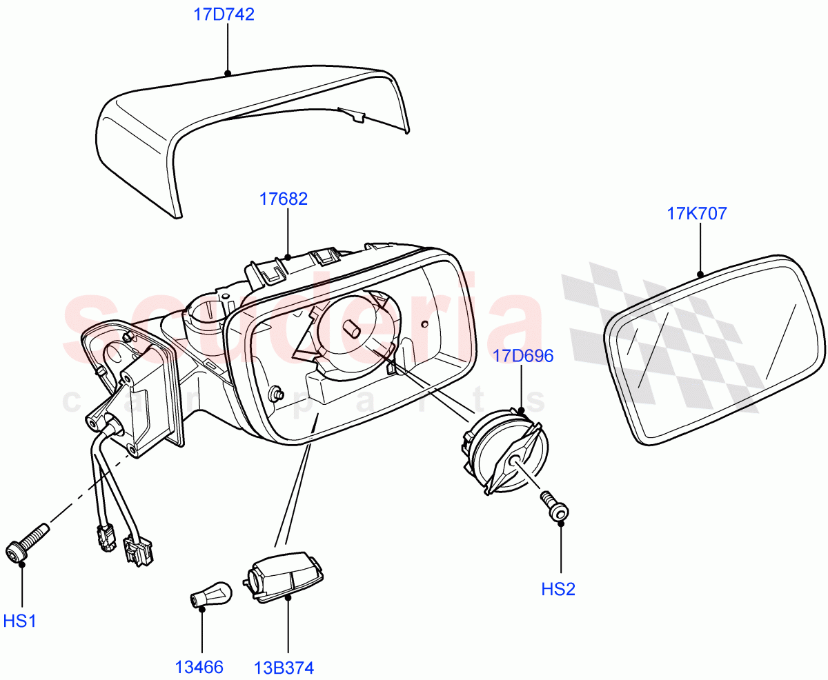 Exterior Rear View Mirror ((V) FROMAA000001, (V) TODA999999) of Land Rover Land Rover Discovery 4 (2010-2016) [5.0 OHC SGDI NA V8 Petrol]