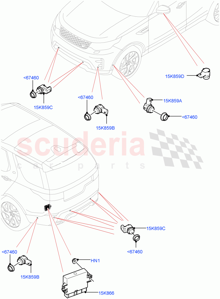 Parking Distance Control (Nitra Plant Build) ((V) FROMK2000001, (V) TOL2999999) of Land Rover Land Rover Discovery 5 (2017+) [3.0 I6 Turbo Diesel AJ20D6]