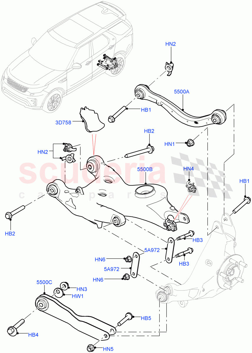 Rear Suspension Arms (Nitra Plant Build) ((V) FROMK2000001) of Land Rover Land Rover Discovery 5 (2017+) [3.0 Diesel 24V DOHC TC]