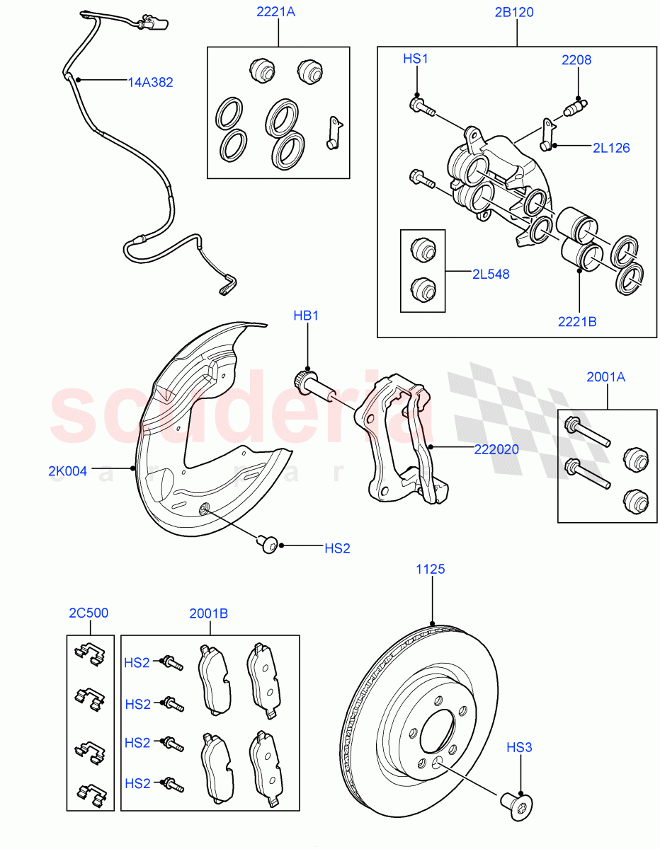 Front Brake Discs And Calipers (Lion Diesel 2.7 V6 (140KW), Cologne V6 4.0 EFI (SOHC)) ((V) FROMAA000001, (V) TOCA999999) of Land Rover Land Rover Discovery 4 (2010-2016) [4.0 Petrol V6]