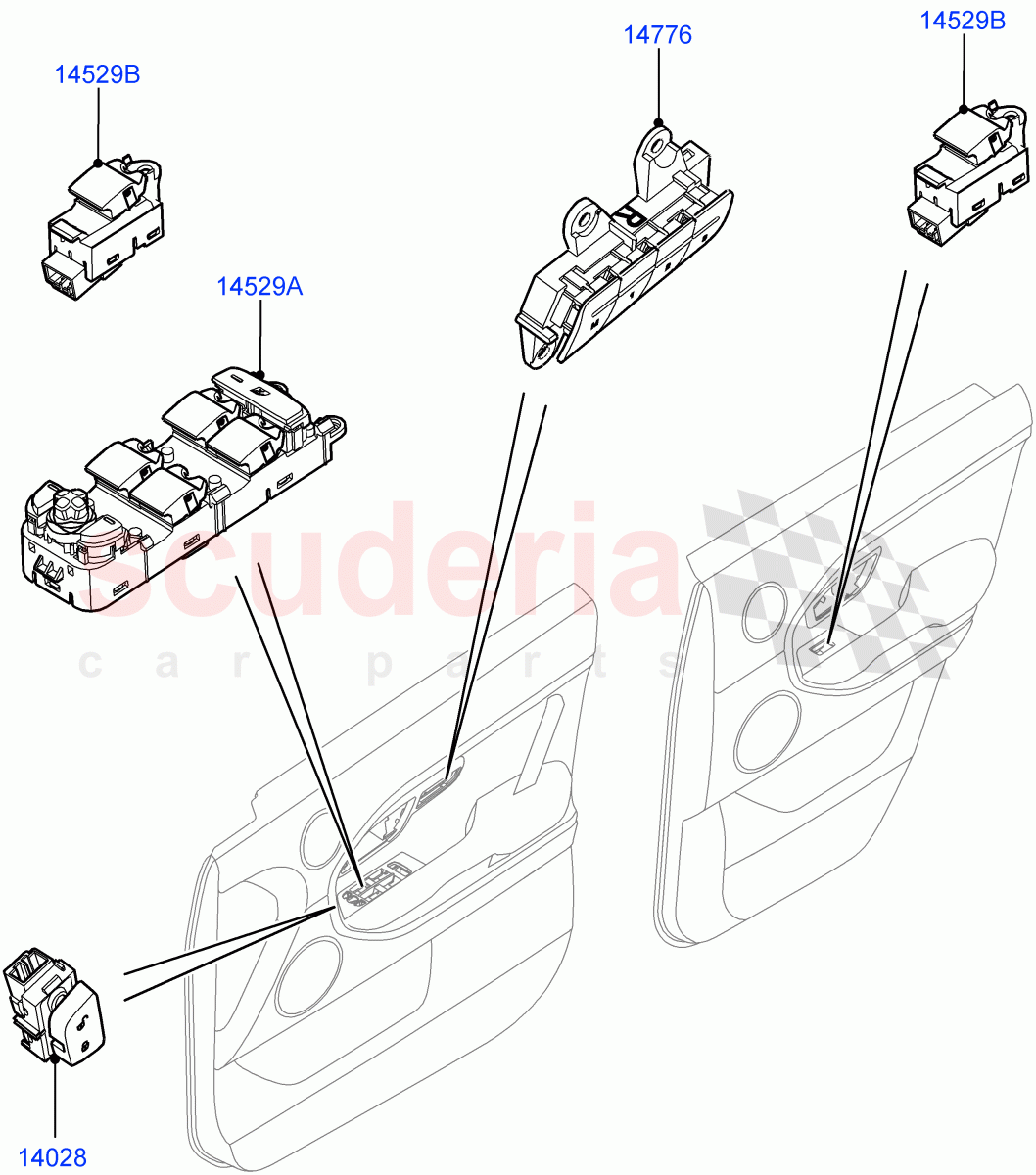 Switches (Door) (Changsu (China)) ((V) FROMEG000001) of Land Rover Land Rover Range Rover Evoque (2012-2018) [2.0 Turbo Petrol AJ200P]