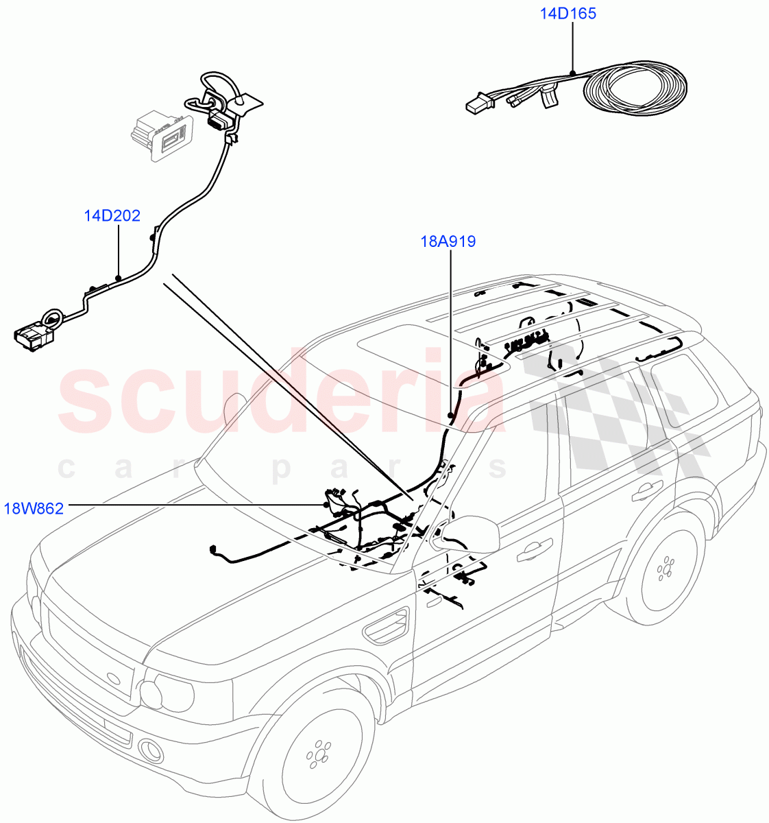 Electrical Wiring - Body And Rear (Audio/Navigation/Entertainment) ((V) FROMAA000001, (V) TOAA999999) of Land Rover Land Rover Range Rover Sport (2010-2013) [5.0 OHC SGDI SC V8 Petrol]