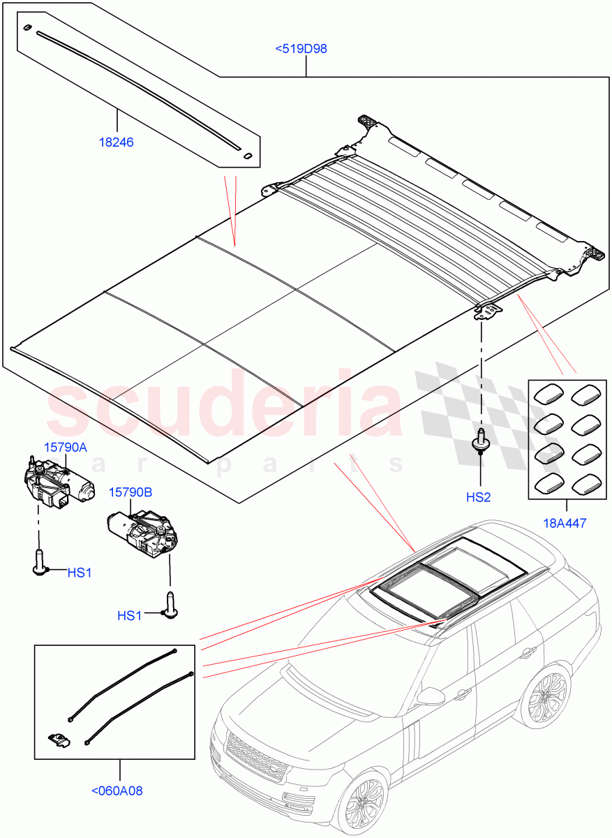 Sliding Roof Mechanism And Controls (Sun Blinds) (With Roof Conversion-Panorama Power) of Land Rover Land Rover Range Rover (2012-2021) [3.0 DOHC GDI SC V6 Petrol]