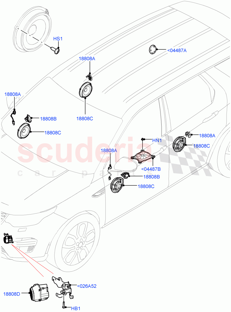 Speakers (Changsu (China), Mid Performance Sound System) ((V) FROMFG000001) of Land Rover Land Rover Discovery Sport (2015+) [1.5 I3 Turbo Petrol AJ20P3]