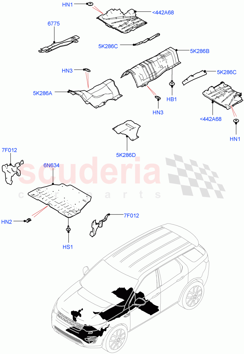 Splash And Heat Shields (Body, Front) (Changsu (China)) ((V) FROMFG000001, (V) TOKG446856) of Land Rover Land Rover Discovery Sport (2015+) [2.2 Single Turbo Diesel]