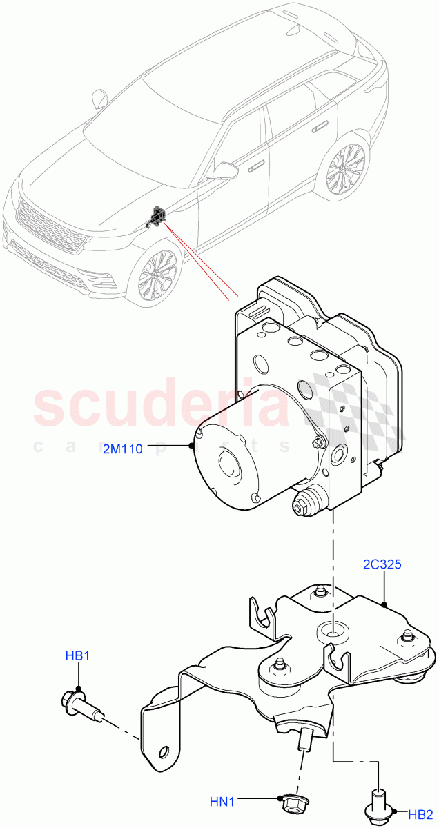 Anti-Lock Braking System (ABS Modulator) ((V) TOLA999999) of Land Rover Land Rover Range Rover Velar (2017+) [5.0 OHC SGDI SC V8 Petrol]
