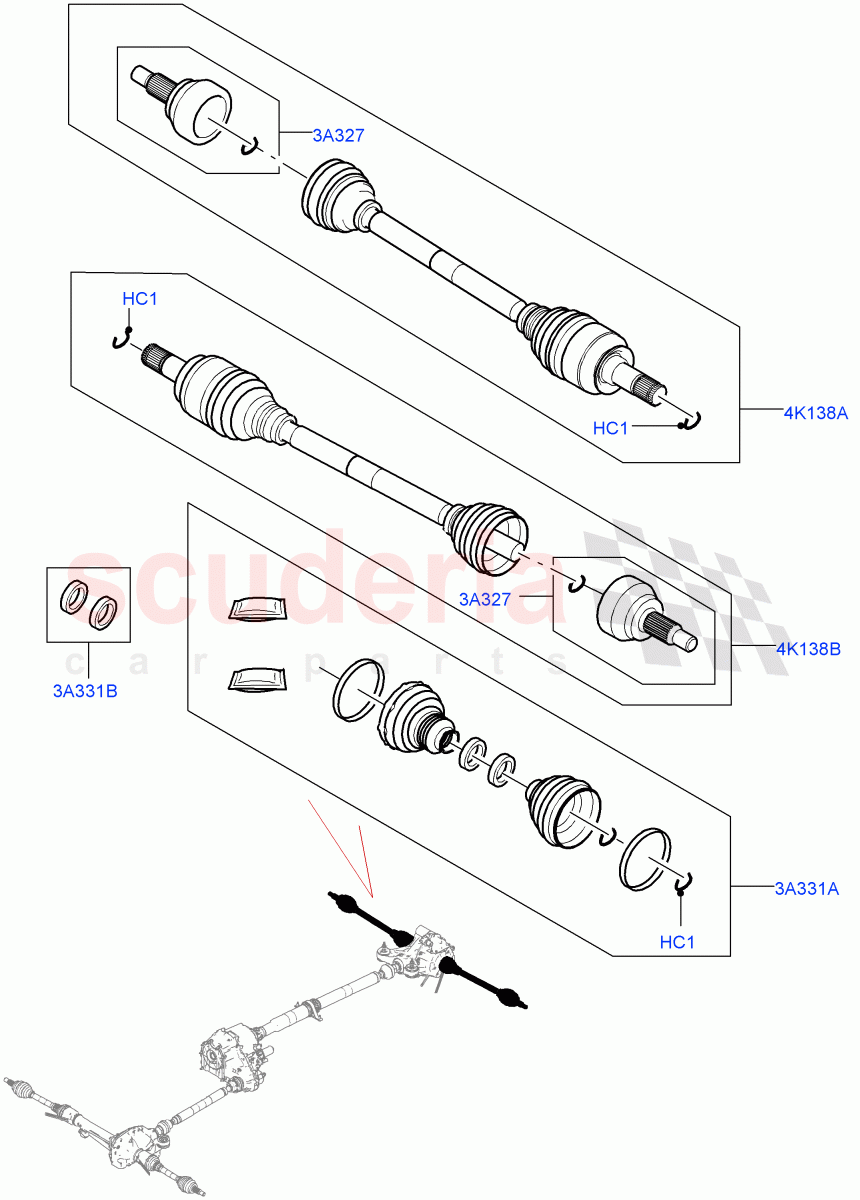 Drive Shaft - Rear Axle Drive (Driveshaft, Solihull Plant Build) ((V) FROMHA000001) of Land Rover Land Rover Discovery 5 (2017+) [3.0 I6 Turbo Petrol AJ20P6]