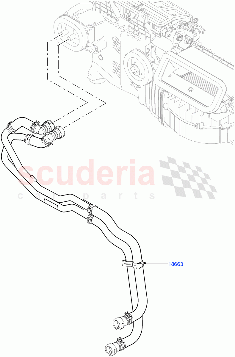 Heater Hoses (Solihull Plant Build) (2.0L I4 DSL HIGH DOHC AJ200, With Ptc Heater, With Front Comfort Air Con (IHKA), 2.0L I4 DSL MID DOHC AJ200, With Manual Air Conditioning, With Fresh Air Heater, Premium Air Conditioning-Front/Rear) ((V) FROMHA000001, (V) TOJA999999) of Land Rover Land Rover Discovery 5 (2017+) [3.0 I6 Turbo Diesel AJ20D6]