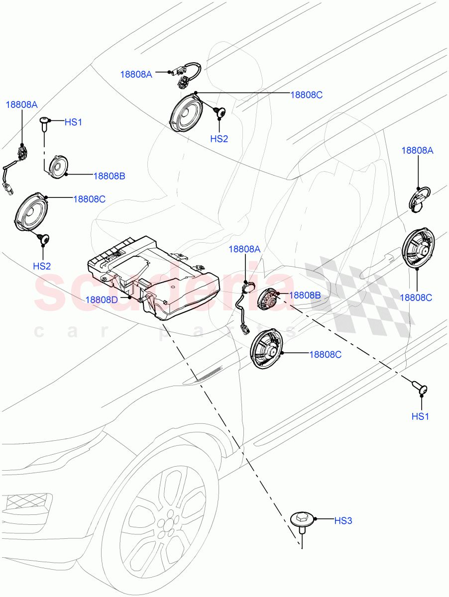Speakers (Changsu (China), Hi Line Audio System - 600 W) ((V) FROMEG000001) of Land Rover Land Rover Range Rover Evoque (2012-2018) [2.0 Turbo Petrol AJ200P]