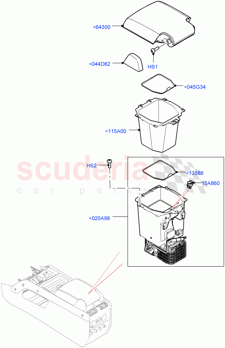 Console - Floor (For Stowage Boxes And Lids) (Console-W/Armrest + Fridge, Full Floor Console With Armrest) of Land Rover Land Rover Defender (2020+) [5.0 OHC SGDI SC V8 Petrol]