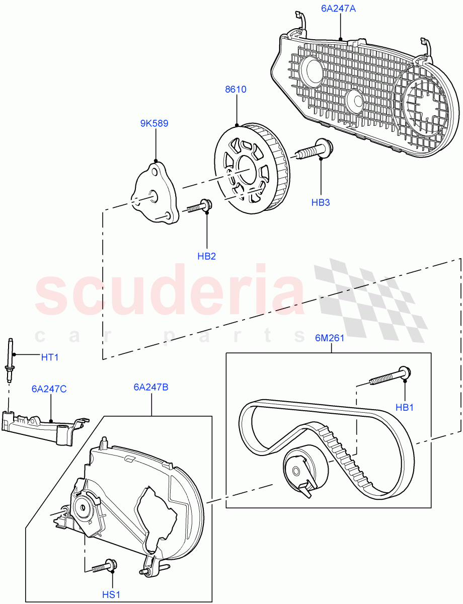 Pulleys And Drive Belts (Rear, Solihull Plant Build) (3.0 V6 Diesel) ((V) FROMAA000001) of Land Rover Land Rover Discovery 4 (2010-2016) [3.0 Diesel 24V DOHC TC]