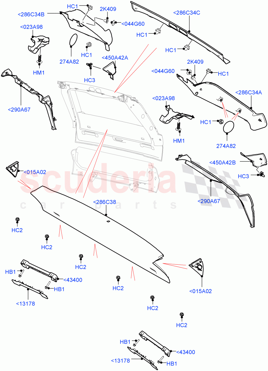 Back Door/Tailgate Trim Panels (Upper) of Land Rover Land Rover Range Rover (2012-2021) [3.0 DOHC GDI SC V6 Petrol]