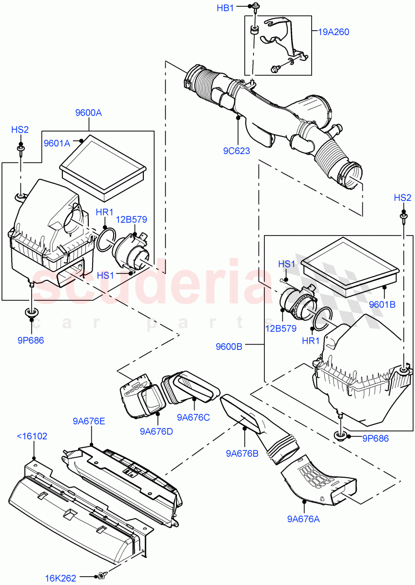 Air Cleaner (5.0L P AJ133 DOHC CDA S/C Enhanced) ((V) FROMKA000001) of Land Rover Land Rover Range Rover Velar (2017+) [5.0 OHC SGDI SC V8 Petrol]