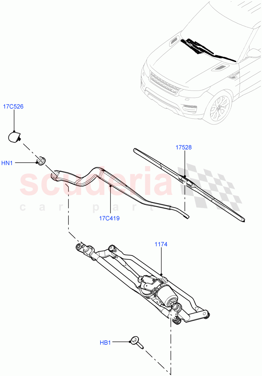 Windscreen Wiper of Land Rover Land Rover Range Rover Sport (2014+) [2.0 Turbo Petrol AJ200P]