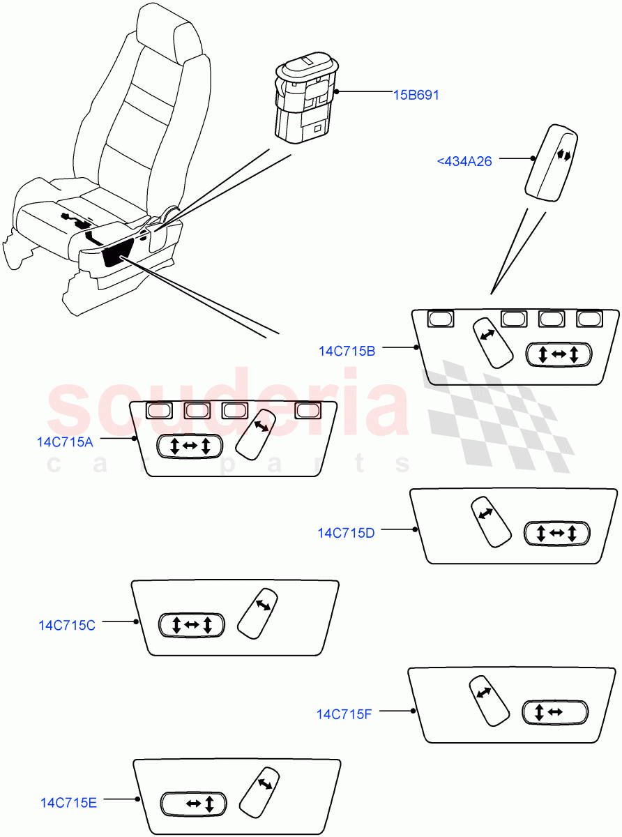 Switches (Seats) ((V) TO9A999999) of Land Rover Land Rover Range Rover Sport (2005-2009) [2.7 Diesel V6]