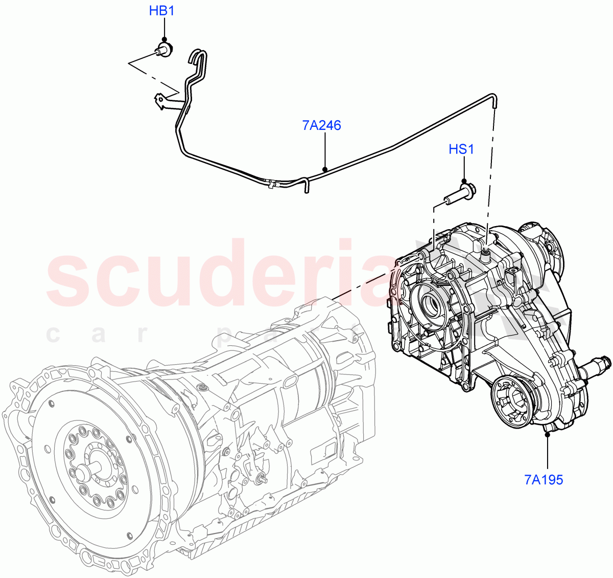 Transfer Drive Case (Solihull Plant Build) (With 1 Speed Transfer Case) ((V) FROMHA000001) of Land Rover Land Rover Range Rover Sport (2014+) [3.0 I6 Turbo Diesel AJ20D6]