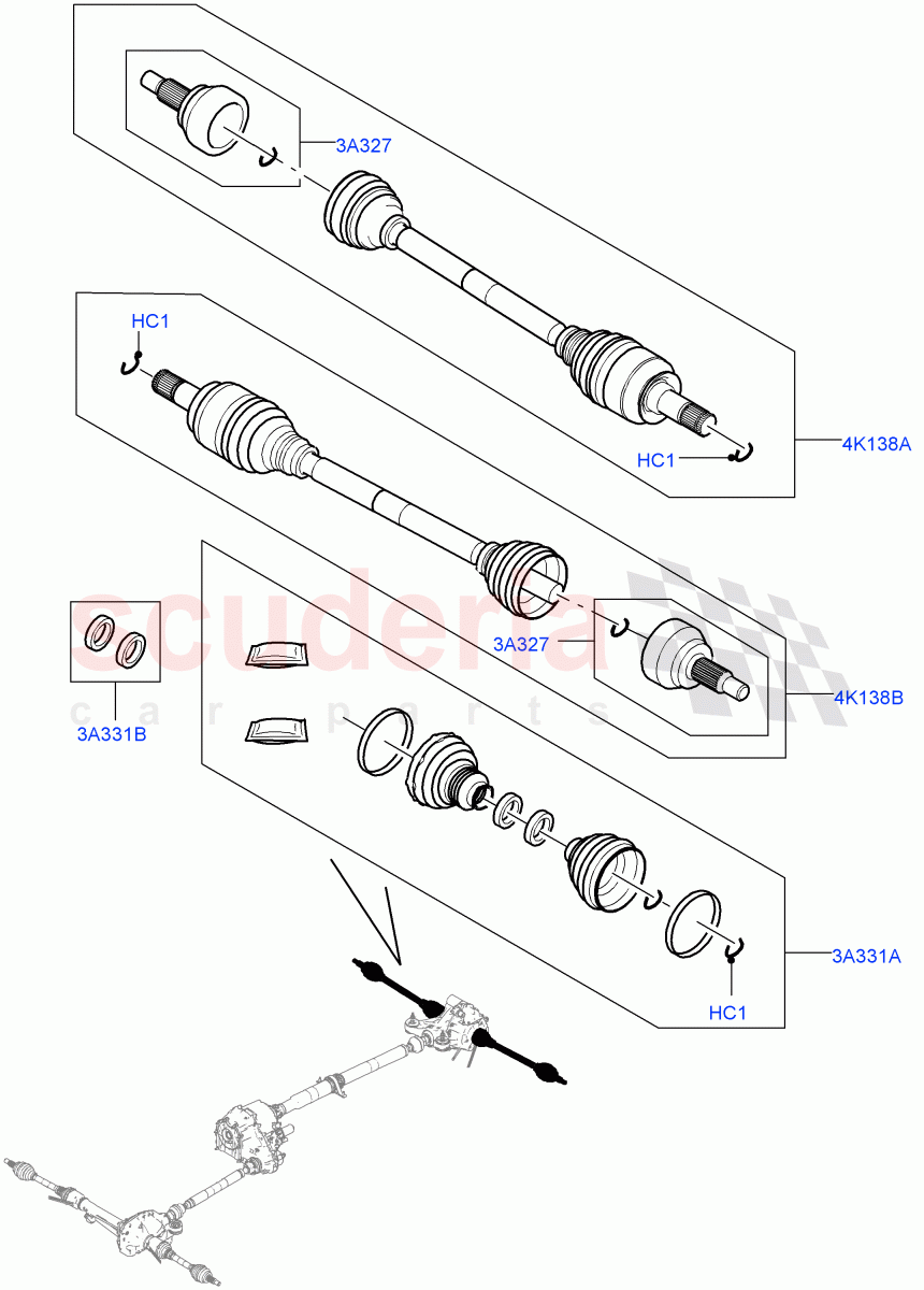 Drive Shaft - Rear Axle Drive (Driveshaft) of Land Rover Land Rover Range Rover (2012-2021) [3.0 Diesel 24V DOHC TC]