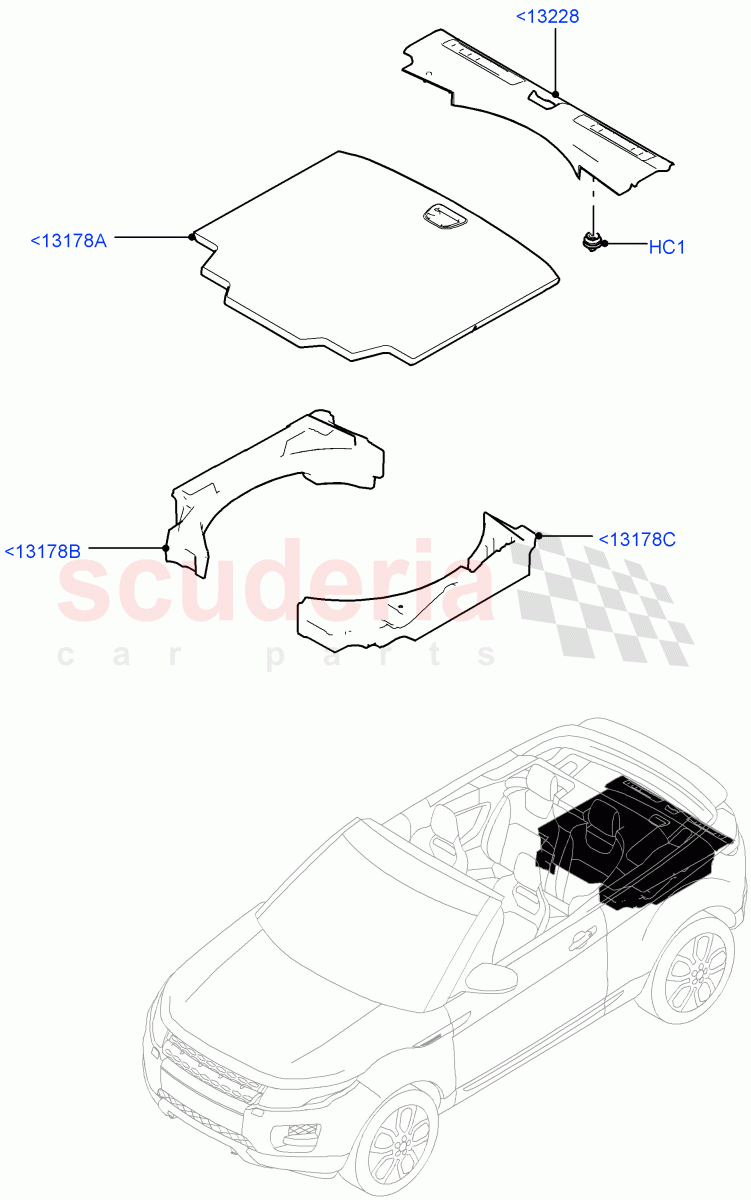 Load Compartment Trim (2 Door Convertible, Halewood (UK)) of Land Rover Land Rover Range Rover Evoque (2012-2018) [2.0 Turbo Diesel]