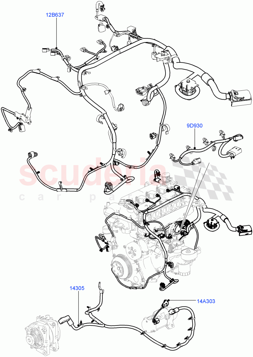 Electrical Wiring - Engine And Dash (2.0L 16V TIVCT T/C 240PS Petrol) ((V) FROMFA000001) of Land Rover Land Rover Range Rover (2012-2021) [3.0 I6 Turbo Petrol AJ20P6]