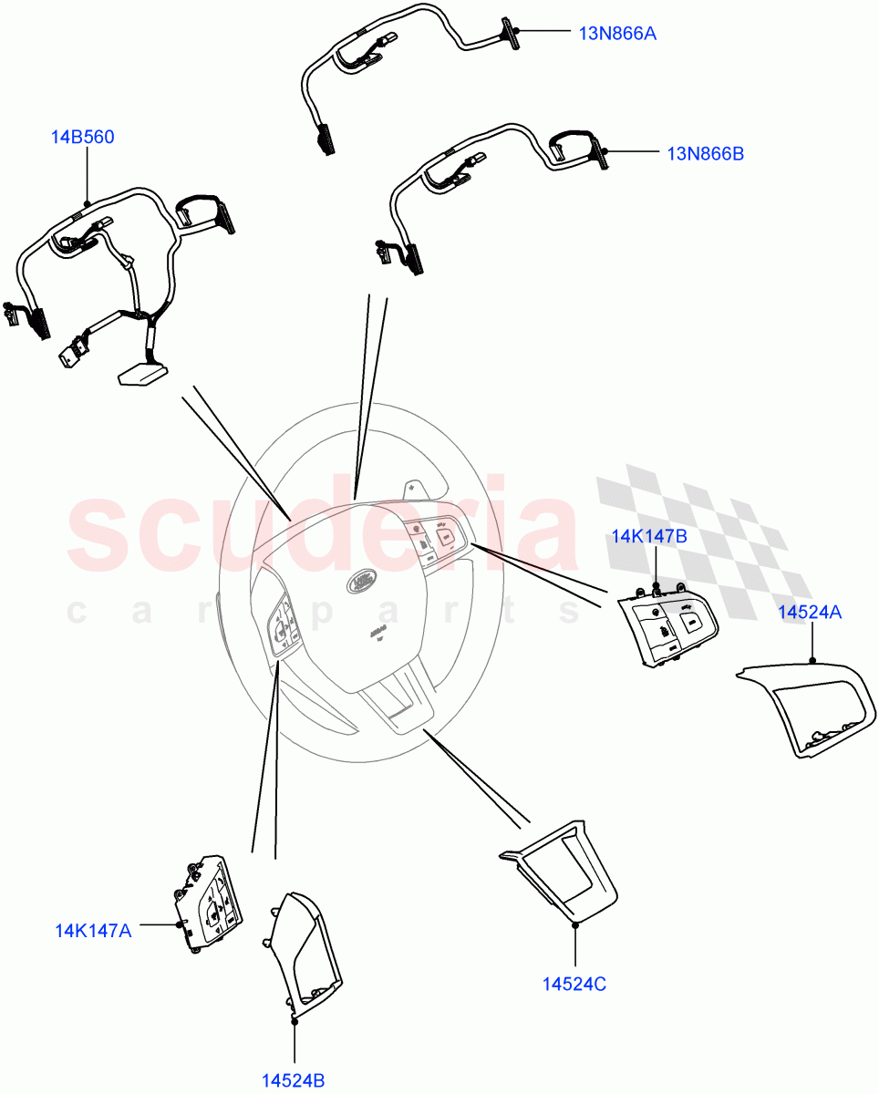 Switches (Steering Wheel) (Halewood (UK)) ((V) TOKH999999) of Land Rover Land Rover Discovery Sport (2015+) [1.5 I3 Turbo Petrol AJ20P3]