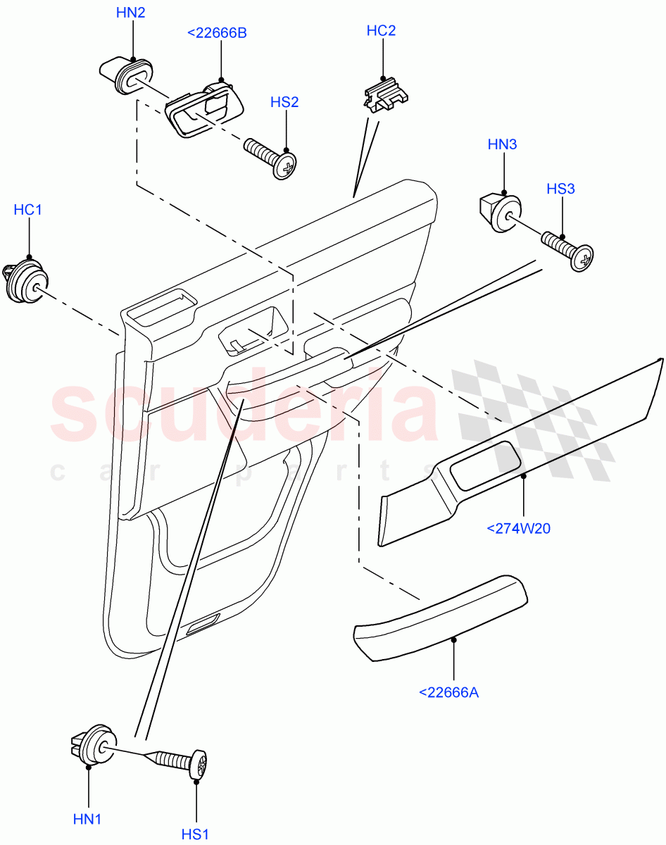 Rear Door Trim Installation ((V) TO9A999999) of Land Rover Land Rover Range Rover Sport (2005-2009) [4.4 AJ Petrol V8]