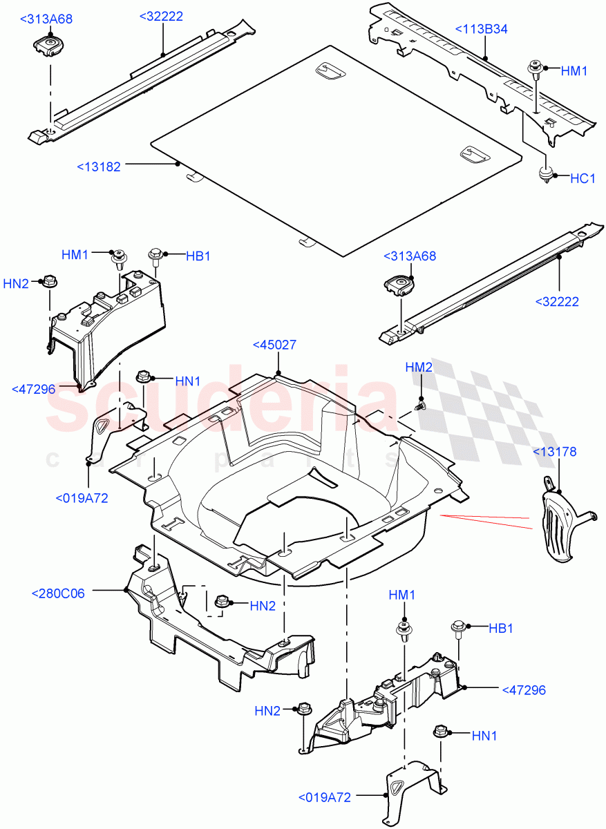 Load Compartment Trim (Floor) (With 5 Seat Configuration, Flex Fuel - E100, Diesel/Electric - Hybrid, With Diesel Fuel Capability, For Unleaded Fuel) of Land Rover Land Rover Range Rover Sport (2014+) [4.4 DOHC Diesel V8 DITC]