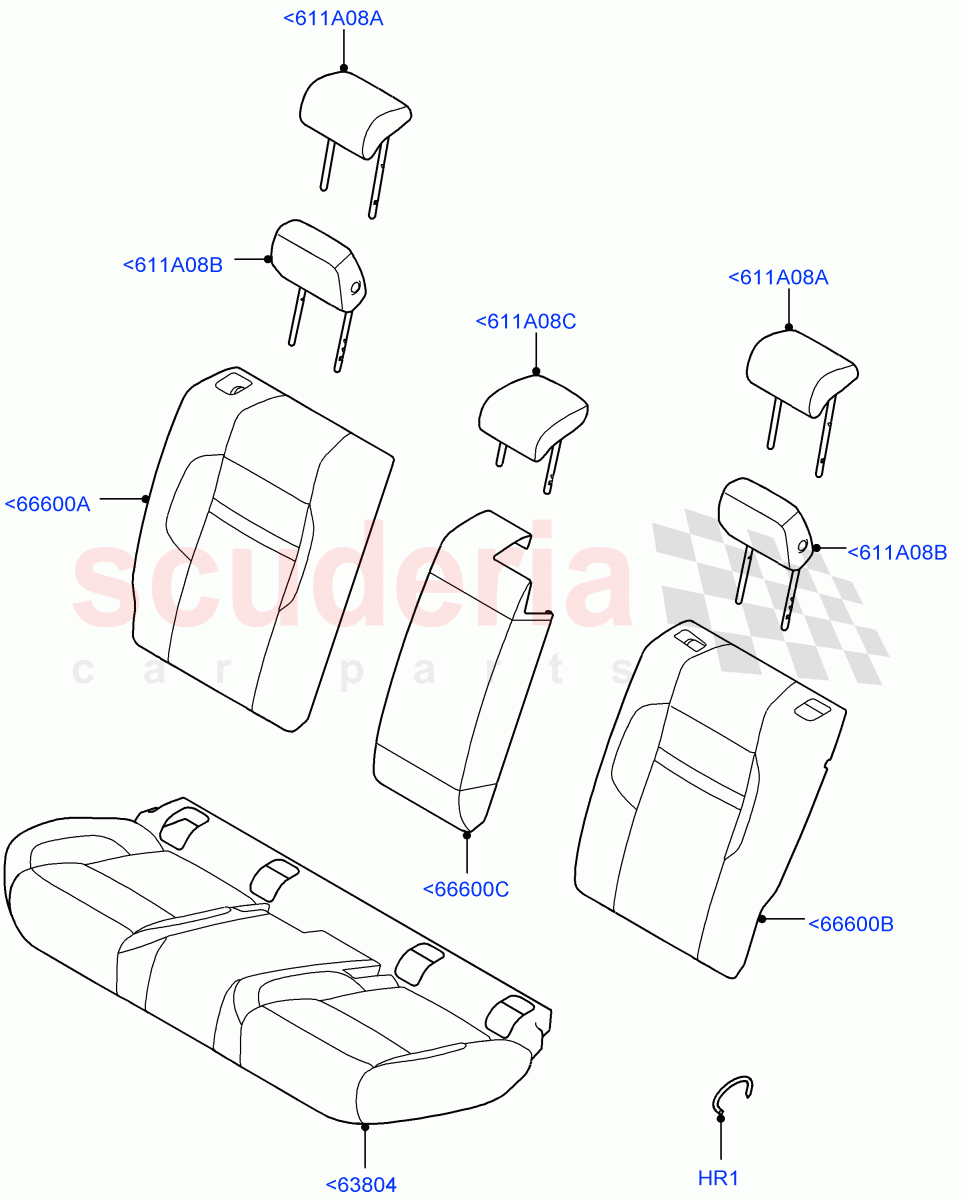Rear Seat Covers (Grained Cloth, Itatiaia (Brazil)) of Land Rover Land Rover Range Rover Evoque (2019+) [2.0 Turbo Petrol AJ200P]
