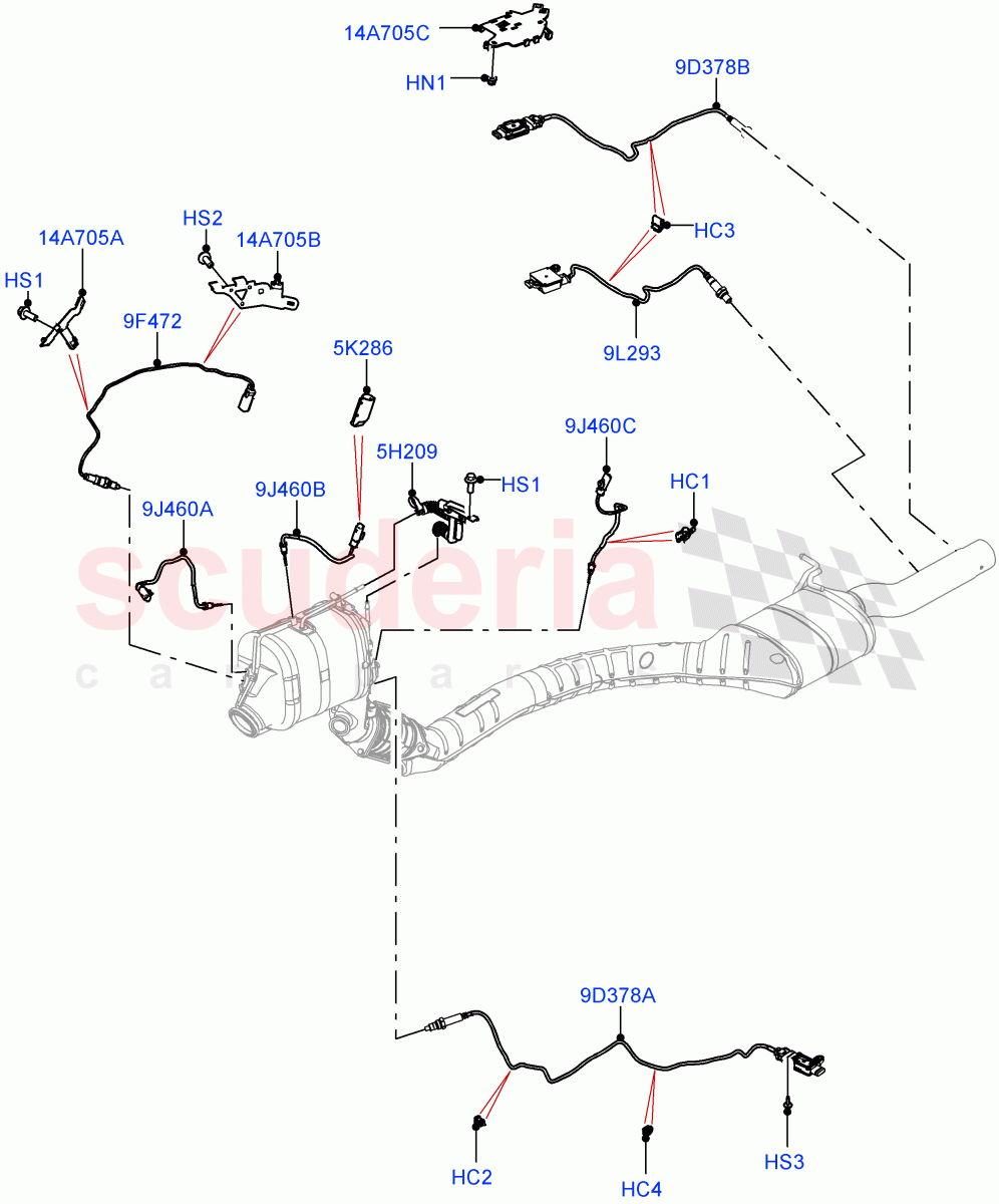 Exhaust Sensors And Modules (3.0L AJ20D6 Diesel High, EU6D - Final (Diesel) Emission, L7 Emission - Brazil) ((V) FROMMA000001) of Land Rover Land Rover Range Rover Velar (2017+) [3.0 I6 Turbo Diesel AJ20D6]