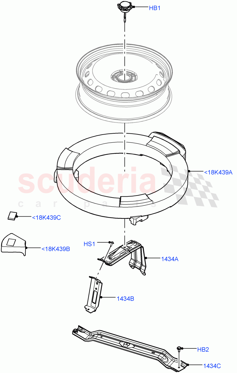 Spare Wheel Carrier (Less Electric Engine Battery, Electric Engine Battery-MHEV) ((V) FROMMA000001) of Land Rover Land Rover Range Rover Velar (2017+) [5.0 OHC SGDI SC V8 Petrol]