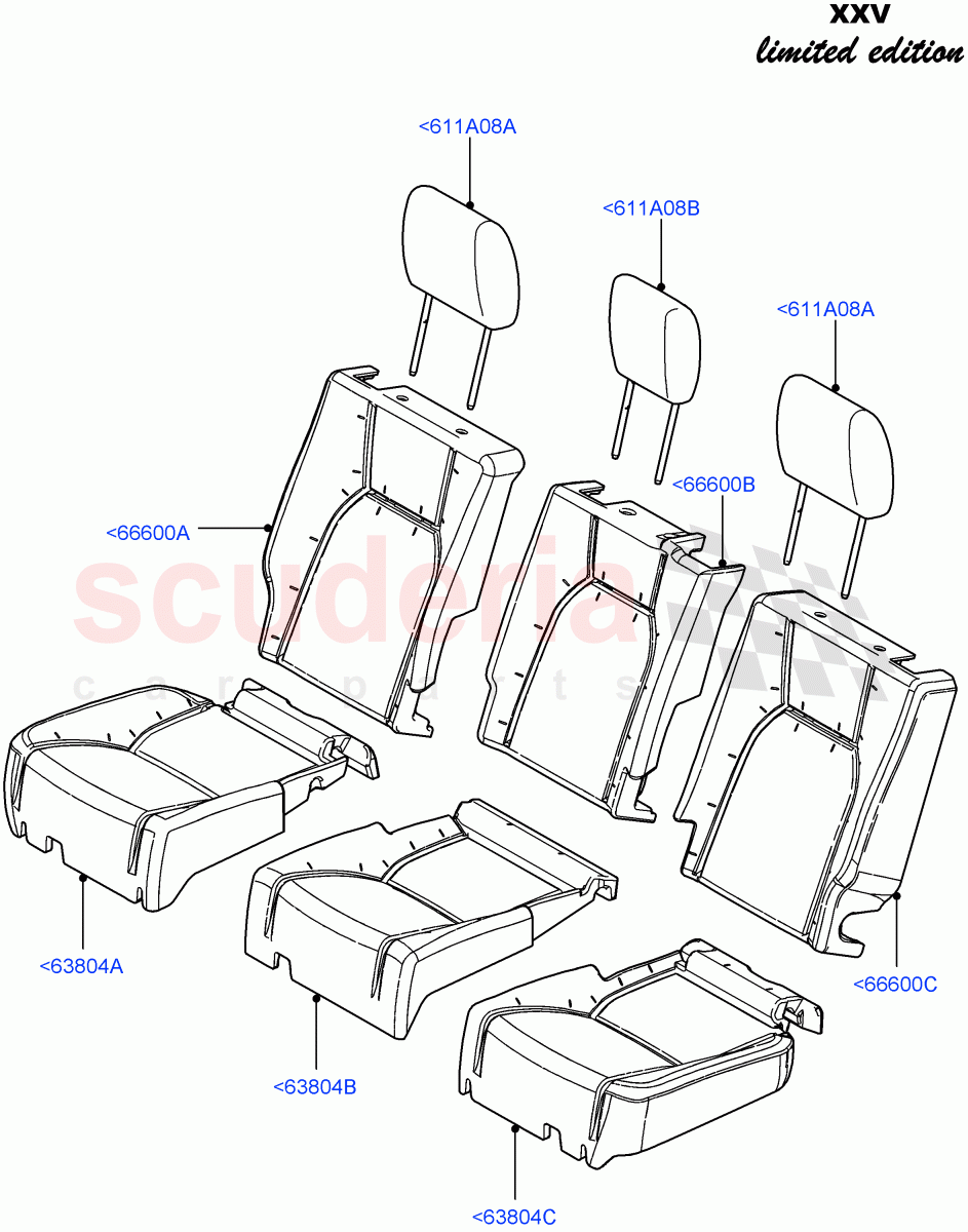 Rear Seat Covers (XXV Anniversary LE, With 35/30/35 Split Fold Rear Seat) ((V) FROMEA000001) of Land Rover Land Rover Discovery 4 (2010-2016) [5.0 OHC SGDI NA V8 Petrol]