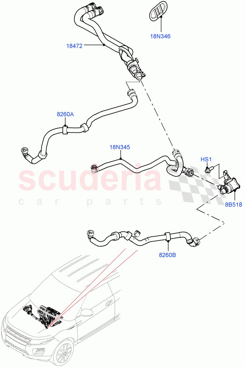 Heater Hoses (2.0L I4 High DOHC AJ200 Petrol, Changsu (China), 2.0L I4 Mid DOHC AJ200 Petrol) ((V) FROMHG379388) of Land Rover Land Rover Discovery Sport (2015+) [1.5 I3 Turbo Petrol AJ20P3]