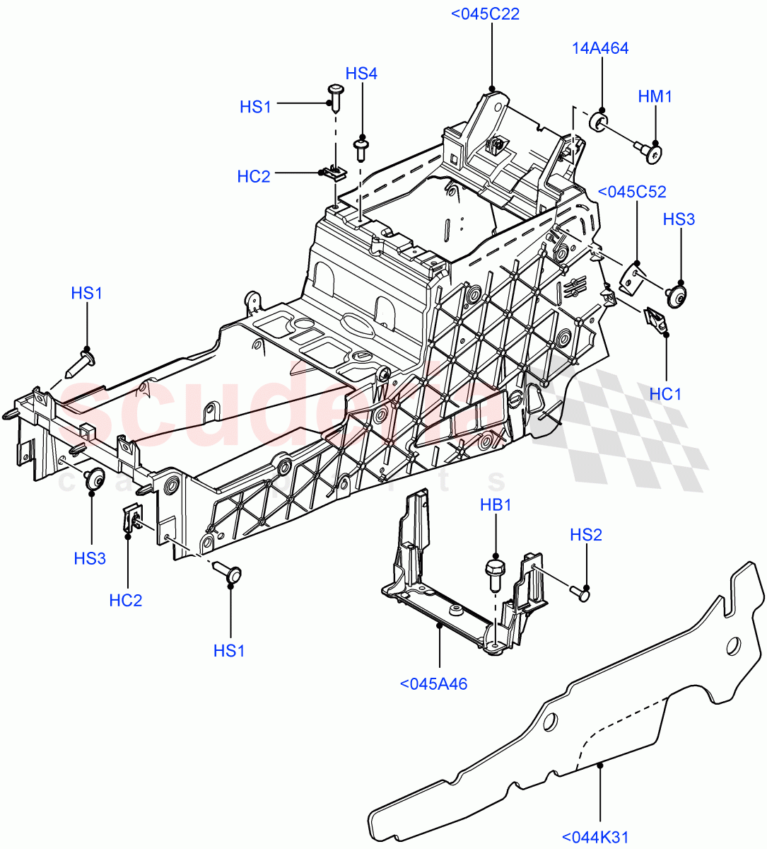 Console - Floor (Internal Components, For Carrier Assy) ((V) FROMAA000001) of Land Rover Land Rover Range Rover (2010-2012) [5.0 OHC SGDI SC V8 Petrol]