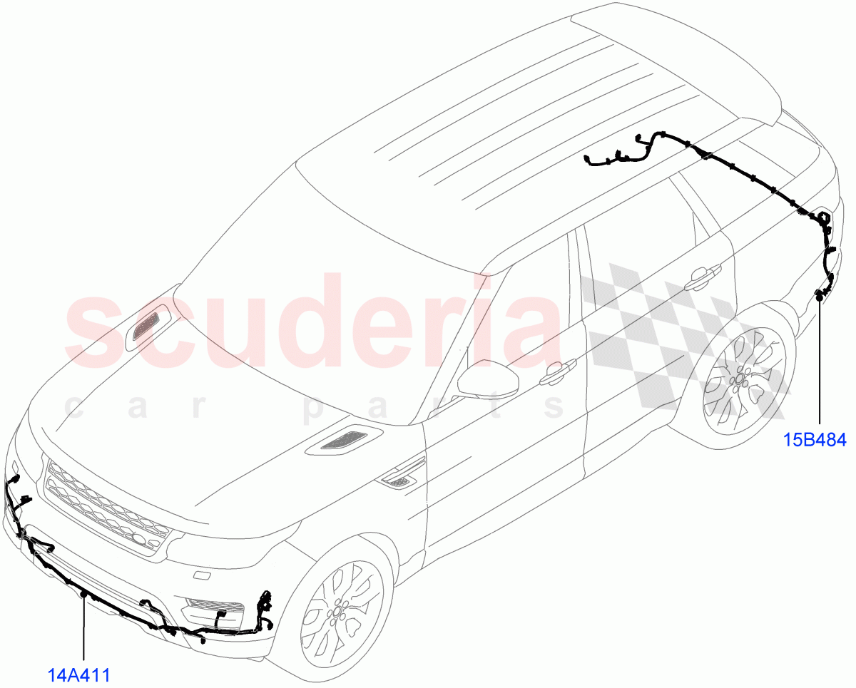 Electrical Wiring - Body And Rear (Bumper) (SVR Version, SVR) ((V) FROMFA000001) of Land Rover Land Rover Range Rover Sport (2014+) [3.0 Diesel 24V DOHC TC]