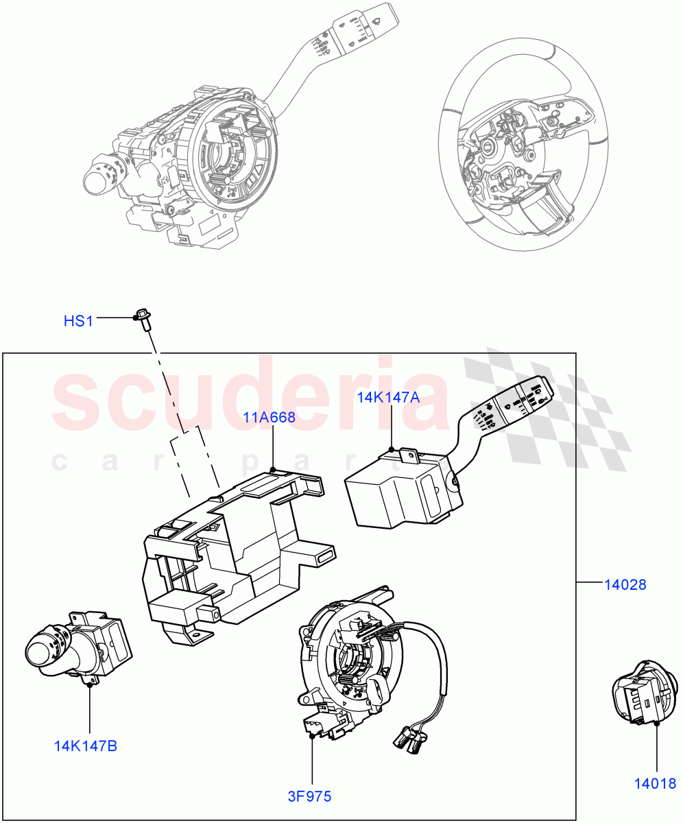 Switches (Nitra Plant Build, Steering Column) ((V) FROMK2000001) of Land Rover Land Rover Discovery 5 (2017+) [2.0 Turbo Diesel]