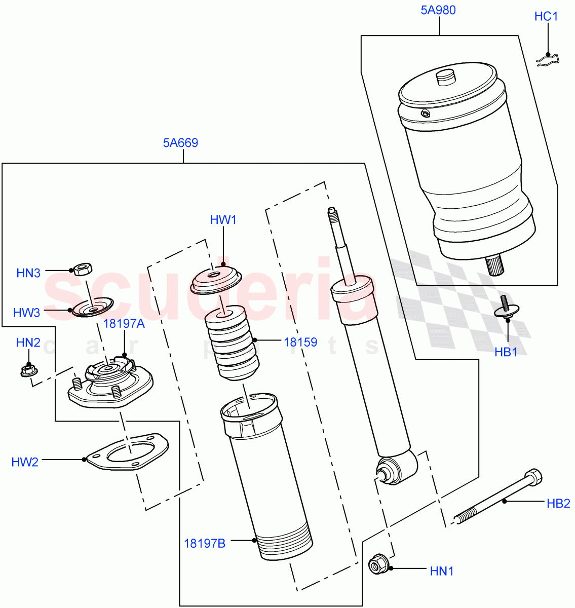 Rear Springs And Shock Absorbers (Less Adaptive Damping) ((V) FROMAA000001) of Land Rover Land Rover Range Rover (2010-2012) [5.0 OHC SGDI NA V8 Petrol]
