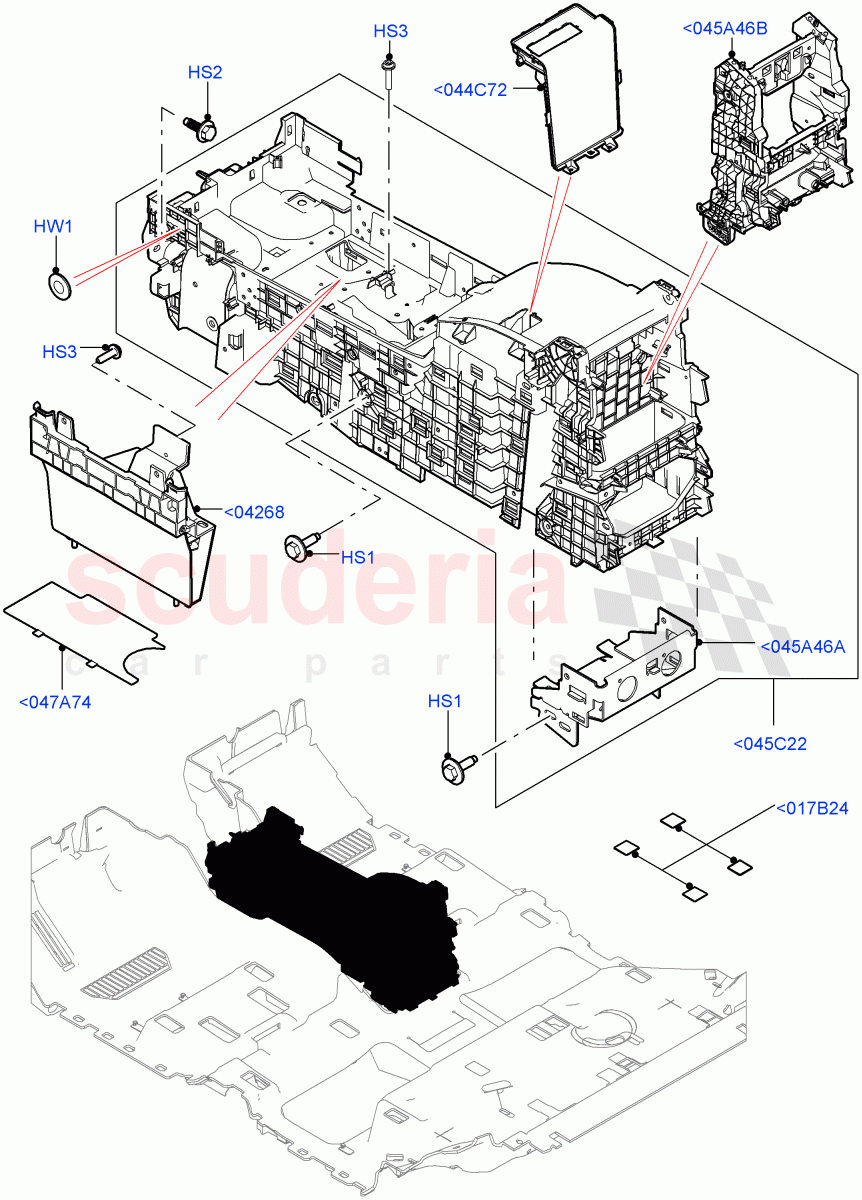 Console - Floor (Front, For Carrier Assy, Internal Components) (Standard Wheelbase) of Land Rover Land Rover Range Rover (2012-2021) [2.0 Turbo Petrol GTDI]