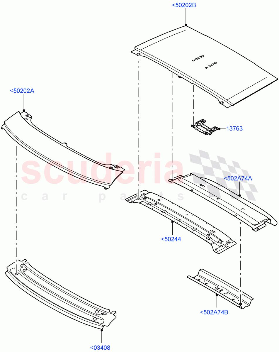 Roof - Sheet Metal (Roof Conv-Power Open Front/Rear Pan, With Roof Conversion-Panorama Power, With Roof Conversion-Panorama Roof, Roof Conv-Front And Rear Panoramic) of Land Rover Land Rover Range Rover (2022+) [3.0 I6 Turbo Petrol AJ20P6]