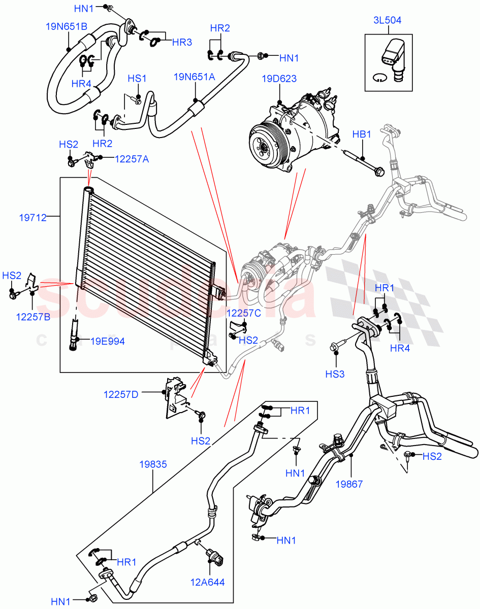 Air Conditioning Condensr/Compressr (Front) (3.0L DOHC GDI SC V6 PETROL, 5.0L P AJ133 DOHC CDA S/C Enhanced) of Land Rover Land Rover Range Rover Velar (2017+) [2.0 Turbo Diesel]