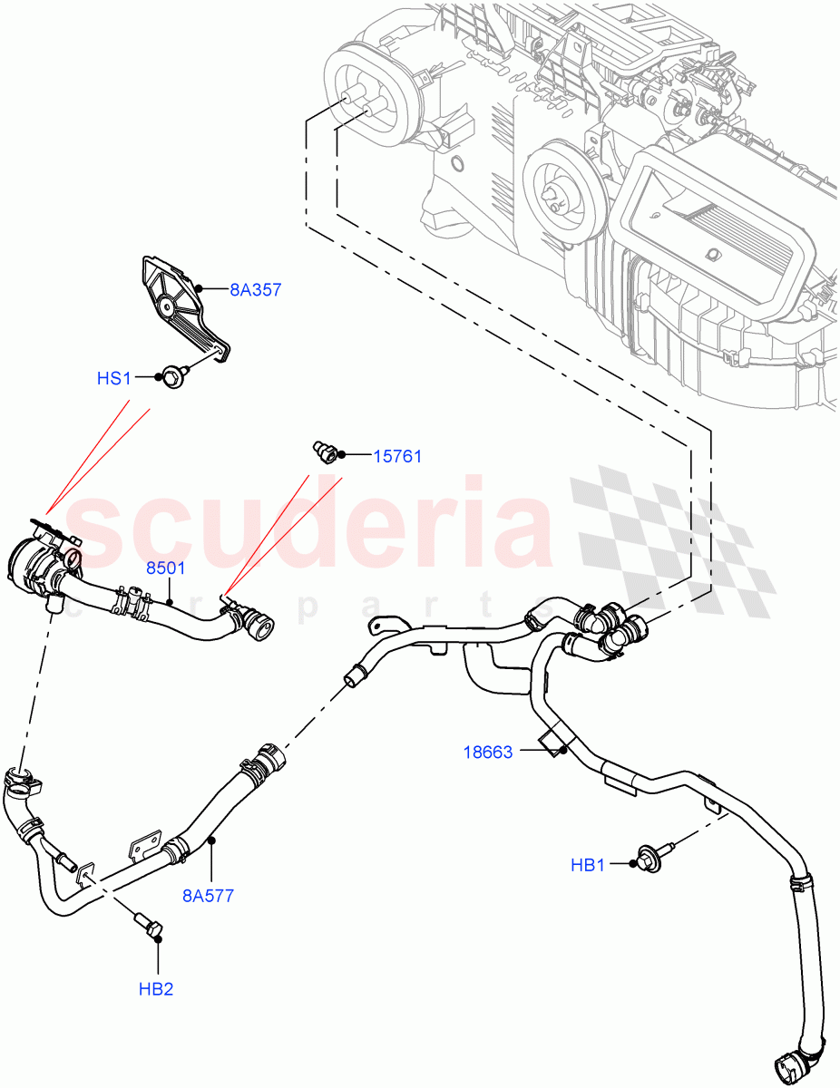 Heater Hoses (3.0L AJ20D6 Diesel High, With Ptc Heater, 3 Zone Air Conditioning + Chiller, Less Heater, Pre-Condition w/oFuel Operated Heat, With Air Conditioning - Front/Rear, With Front Comfort Air Con (IHKA)) ((V) FROMM2000001) of Land Rover Land Rover Defender (2020+) [2.0 Turbo Diesel]