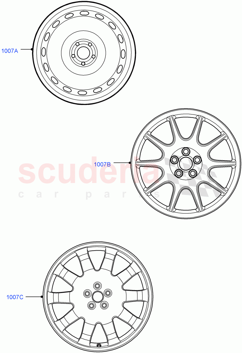 Spare Wheel (With Mini Alloy Spare Wheel, Spare Wheel - Reduced Section Steel, 20" Space Saver Red) of Land Rover Land Rover Range Rover Velar (2017+) [2.0 Turbo Petrol AJ200P]