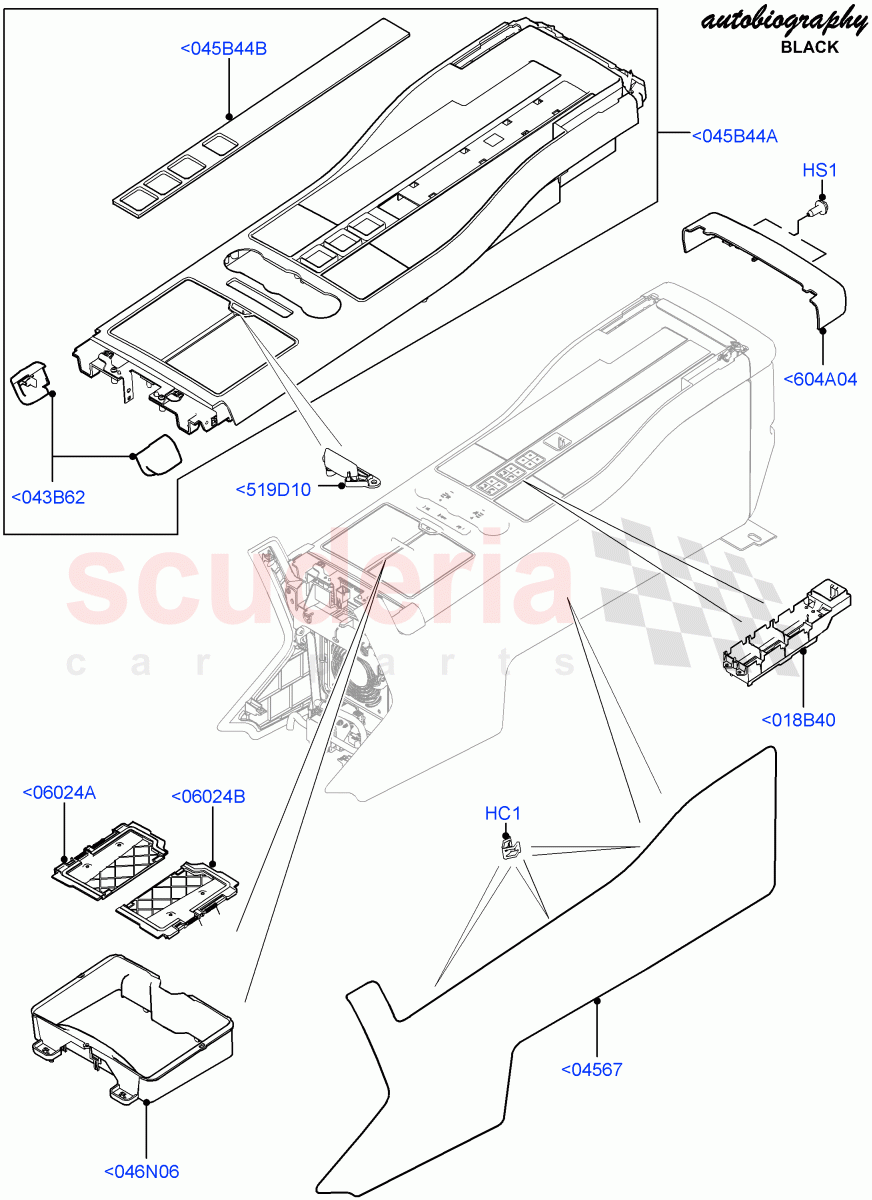 Console - Floor (Autobiography Black / SV Autobiography, Rear, External Components) (With 40/40 Split Individual Rr Seat) ((V) FROMEA000001, (V) TOHA999999) of Land Rover Land Rover Range Rover (2012-2021) [5.0 OHC SGDI SC V8 Petrol]