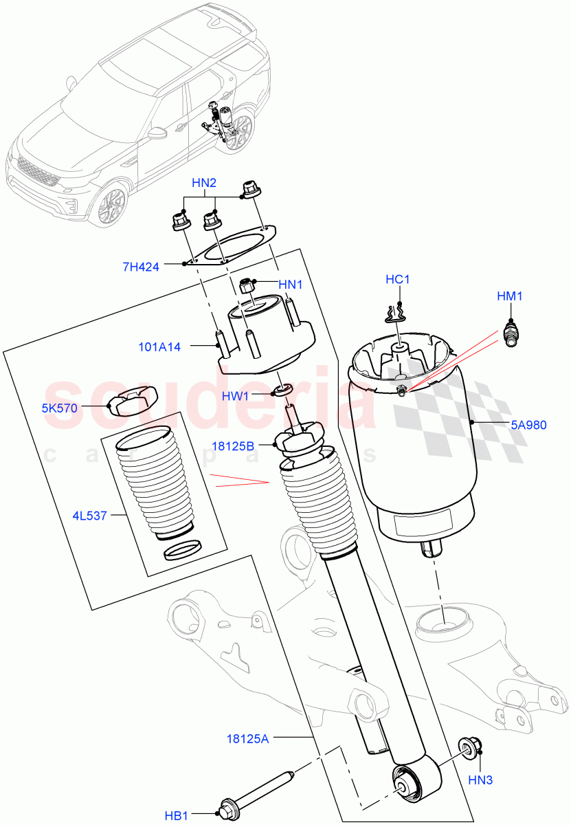 Rear Springs And Shock Absorbers (Nitra Plant Build) ((V) FROMM2000001) of Land Rover Land Rover Discovery 5 (2017+) [3.0 DOHC GDI SC V6 Petrol]
