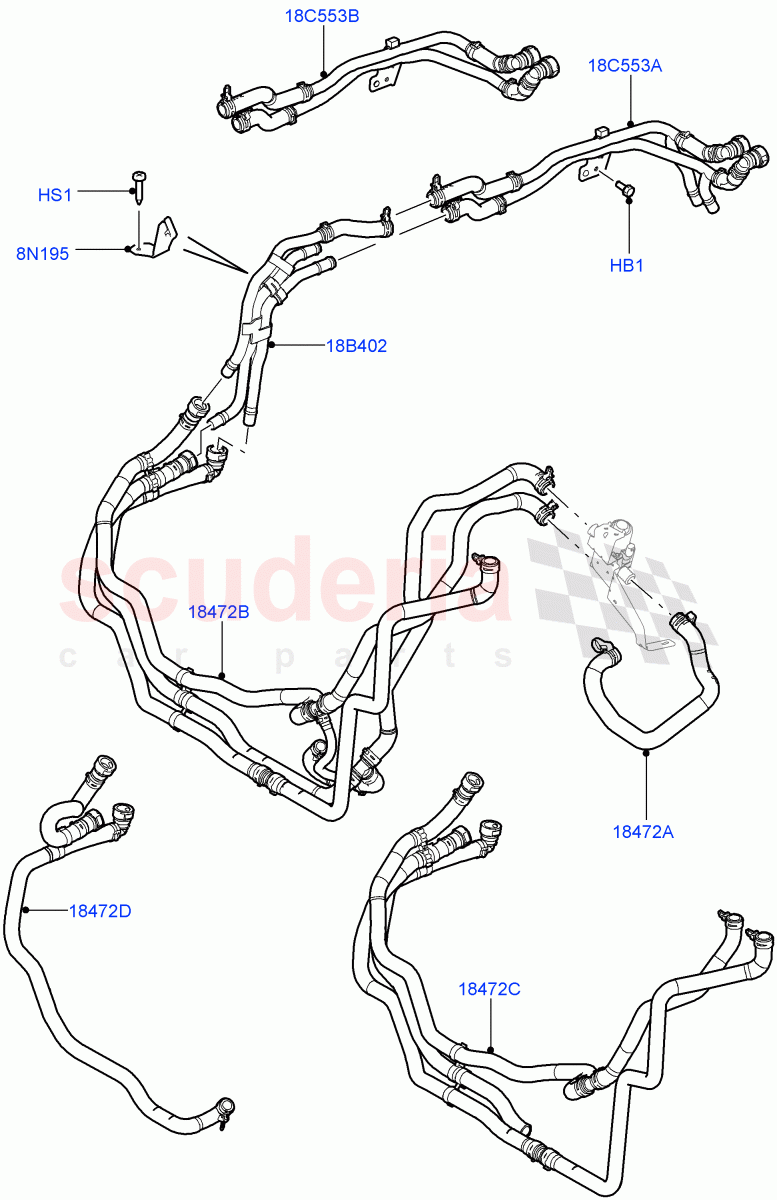 Heater Hoses (Front) (3.0 V6 Diesel) ((V) FROMAA000001) of Land Rover Land Rover Discovery 4 (2010-2016) [2.7 Diesel V6]