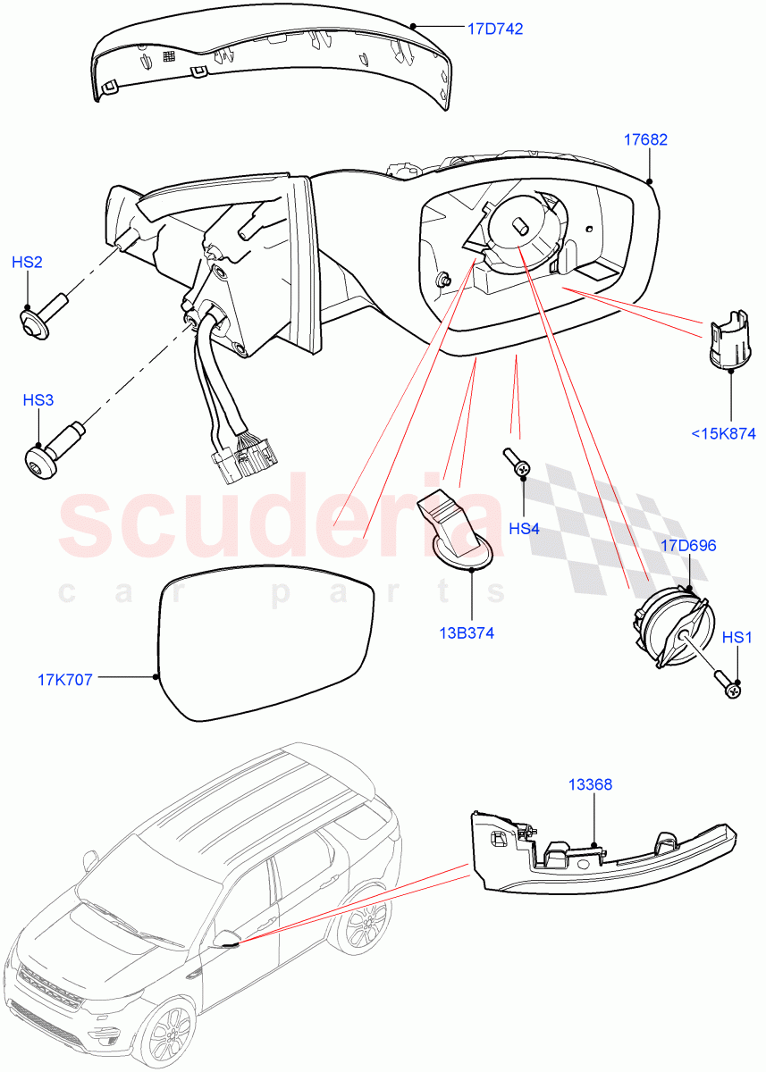 Exterior Rear View Mirror (Changsu (China)) ((V) FROMFG000001) of Land Rover Land Rover Discovery Sport (2015+) [2.2 Single Turbo Diesel]
