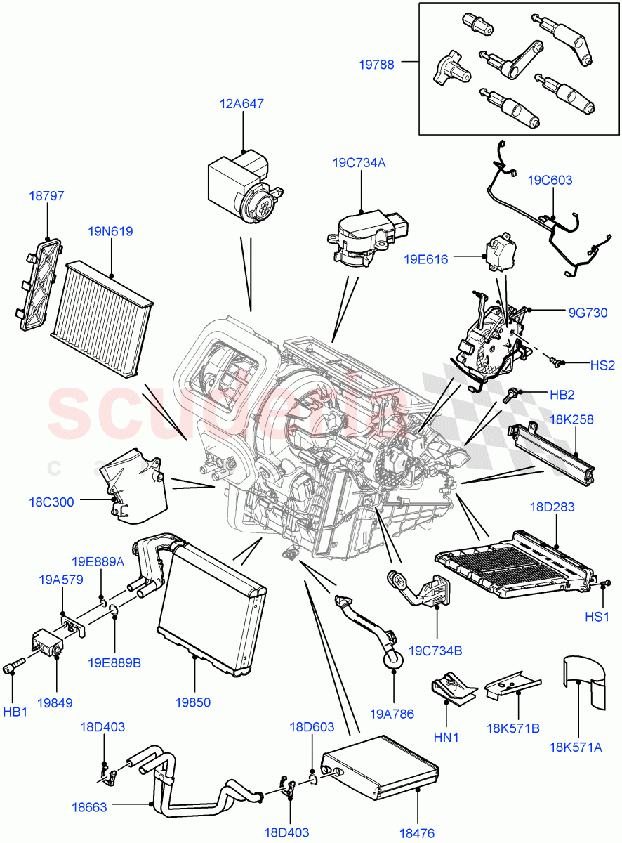 Heater/Air Cond.Internal Components (Halewood (UK)) of Land Rover Land Rover Range Rover Evoque (2012-2018) [2.0 Turbo Petrol GTDI]