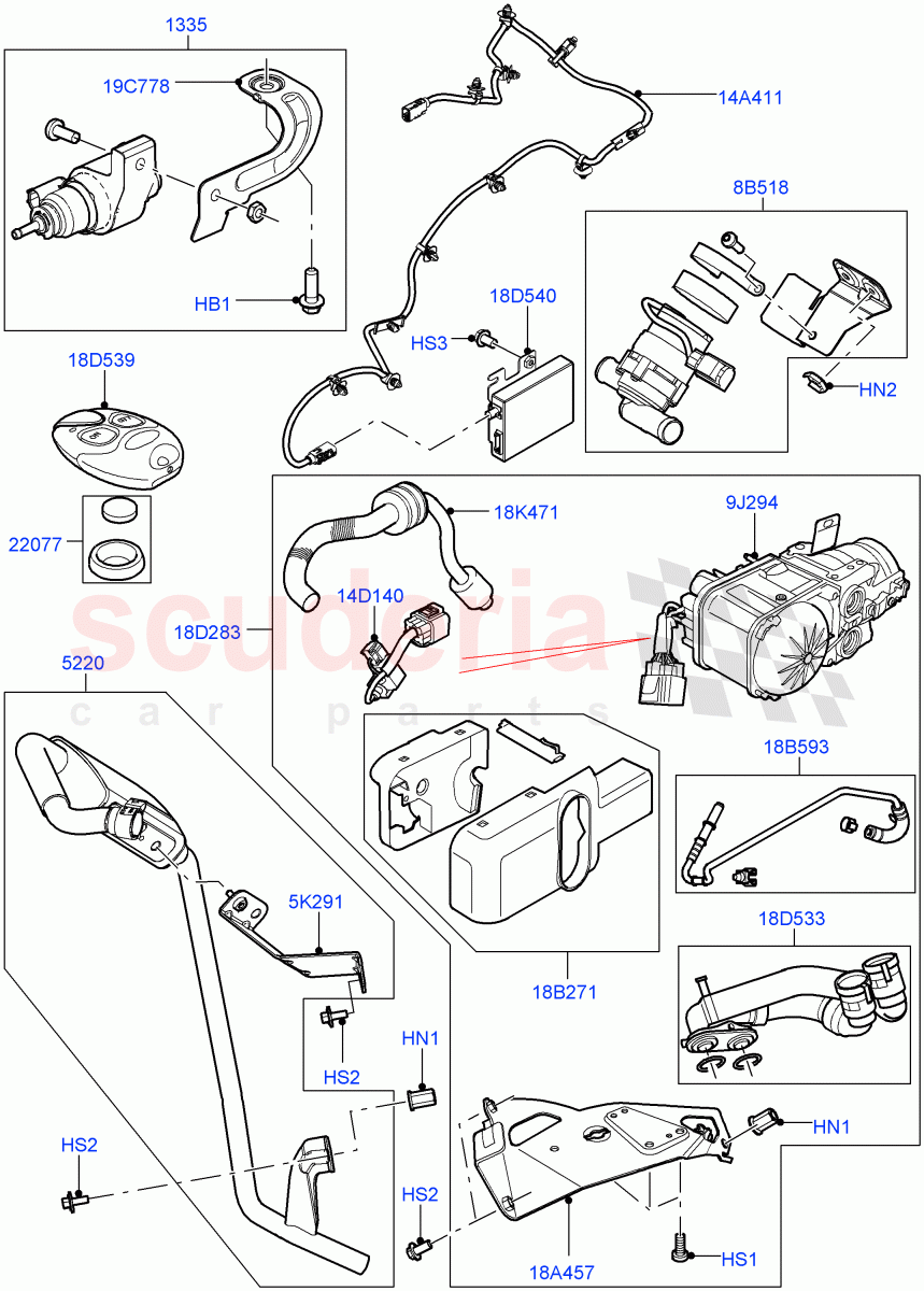 Auxiliary Fuel Fired Pre-Heater (Page A) (Halewood (UK), With Fuel Fired Heater, Fuel Heater W/Pk Heat With Remote, Fuel Fired Heater With Park Heat) of Land Rover Land Rover Range Rover Evoque (2012-2018) [2.0 Turbo Petrol GTDI]