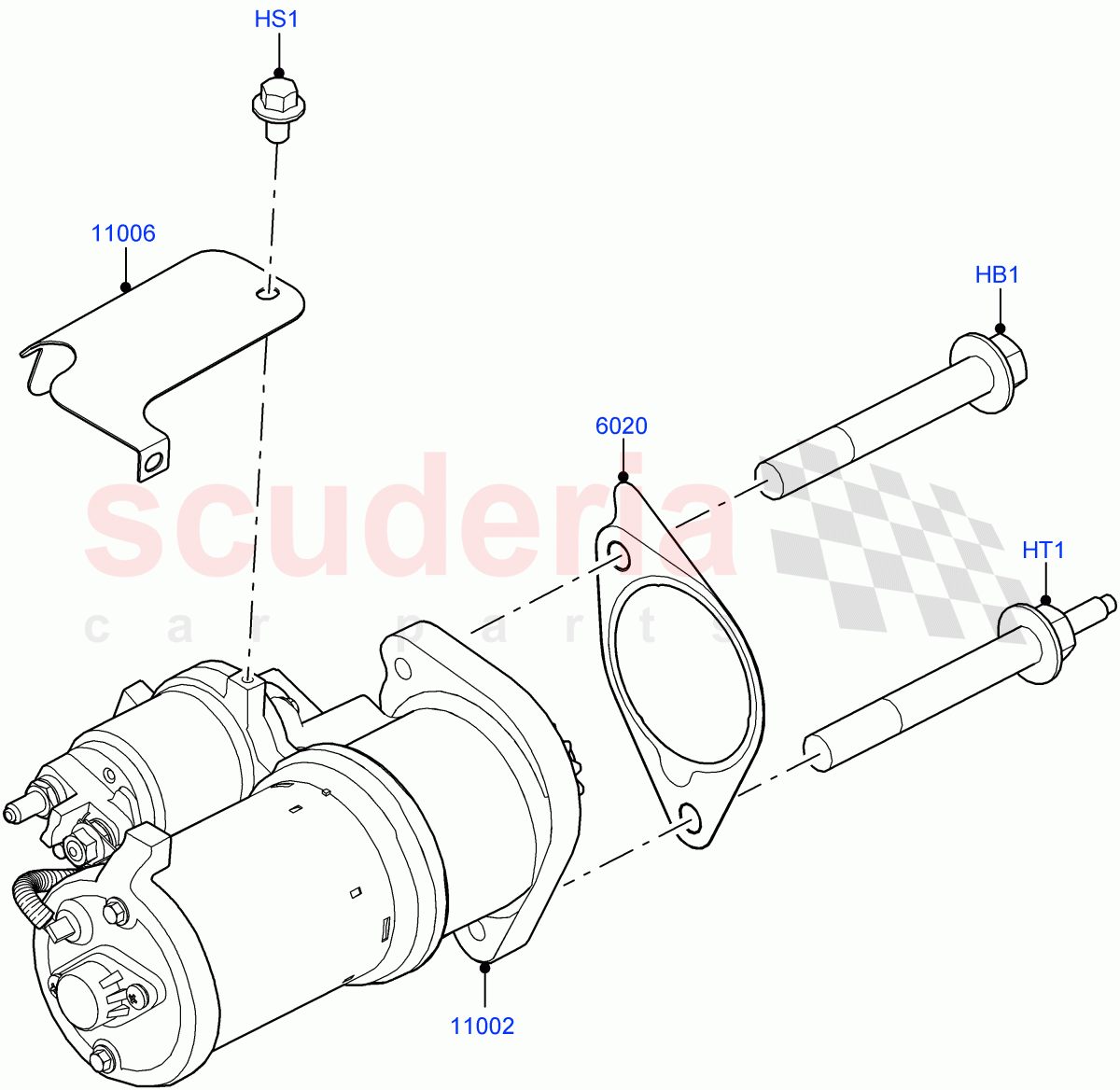 Starter Motor (3.0L AJ20D6 Diesel High) ((V) FROMLA000001) of Land Rover Land Rover Range Rover Sport (2014+) [3.0 I6 Turbo Diesel AJ20D6]