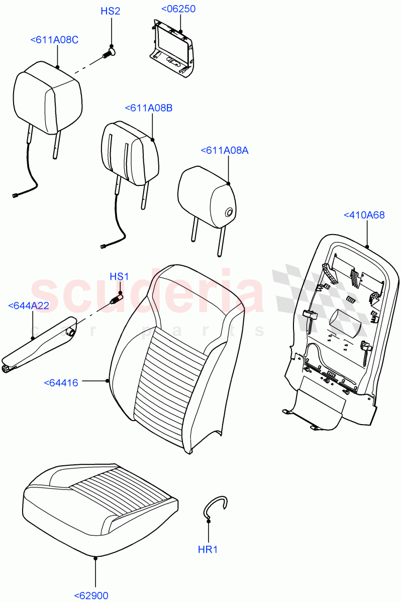 Front Seat Covers (Solihull Plant Build) (Windsor Leather Perforated, Version - Core, With 7 Seat Configuration, With 5 Seat Configuration) ((V) FROMHA000001) of Land Rover Land Rover Discovery 5 (2017+) [3.0 DOHC GDI SC V6 Petrol]